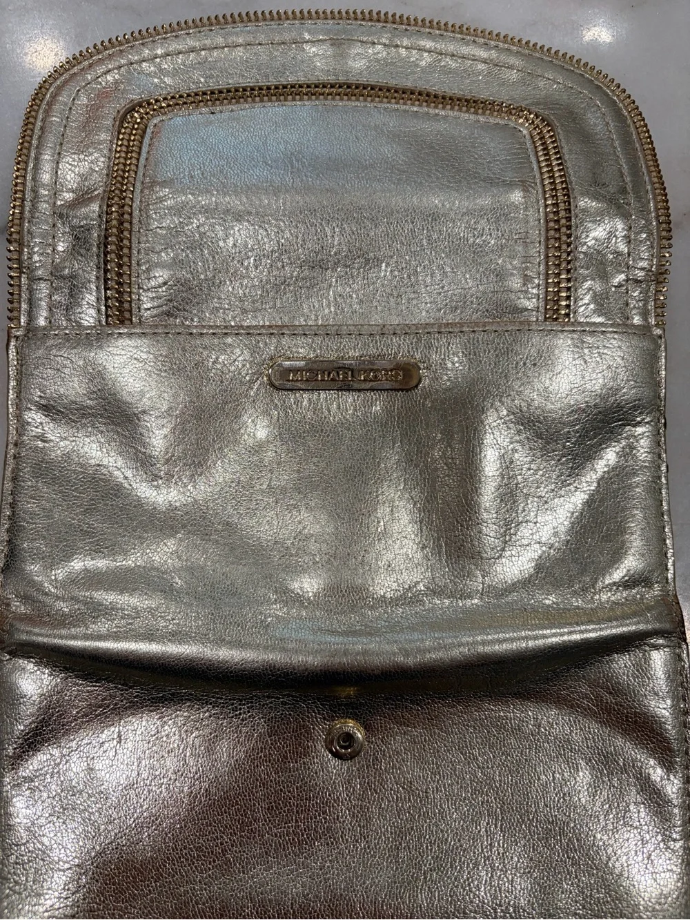 Michael Kors gold Metallic Leather Wallet Clutch
